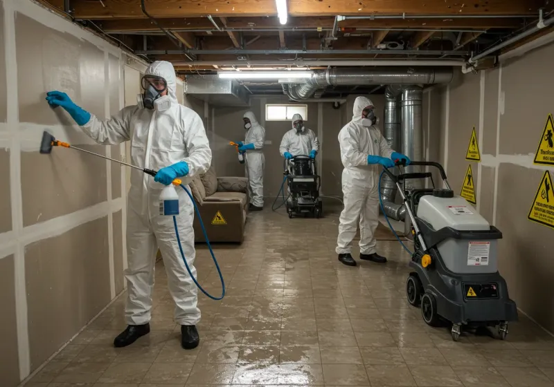 Basement Moisture Removal and Structural Drying process in Aberdeen, MS